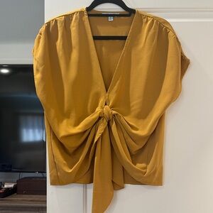 She + Sky Golden Tie-Front Blouse